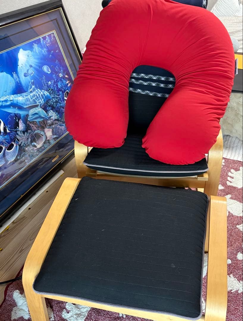 パーソナルチェア＆オットマン, バーチ材突き板/クニーサ ブラック