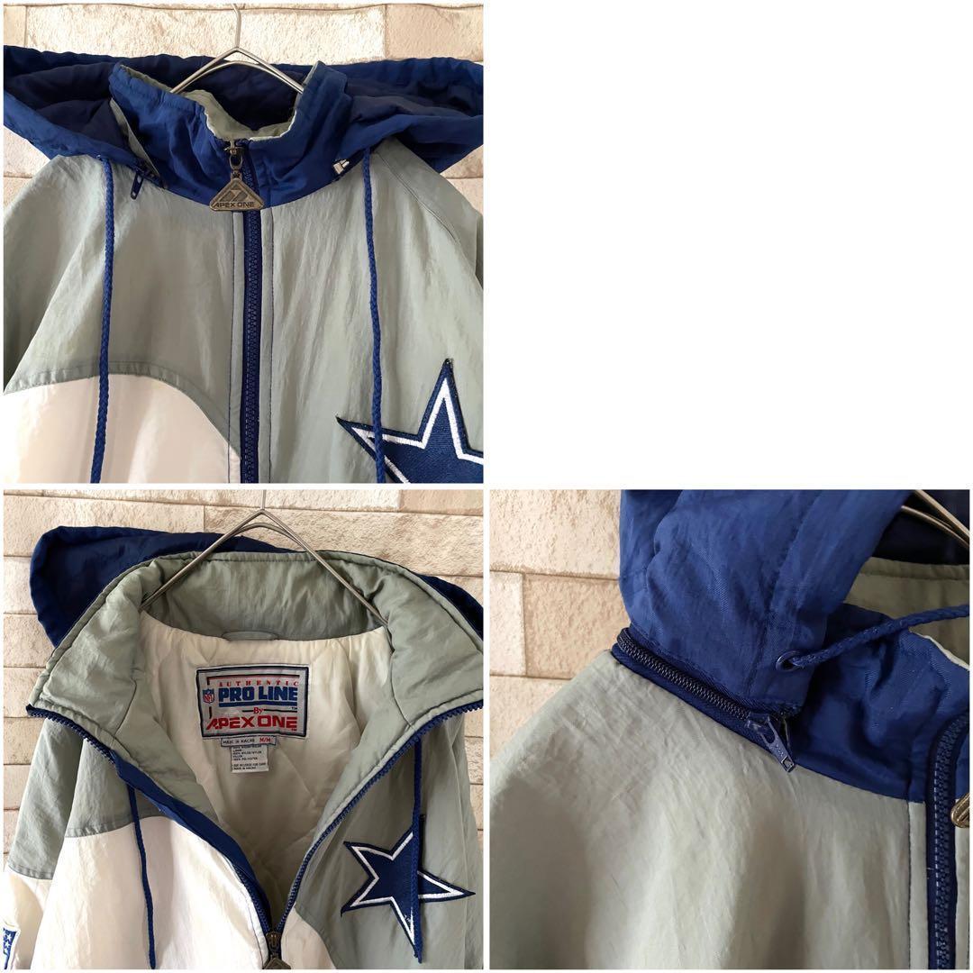NFL 中綿ジャケット 刺繍ロゴ COWBOYS 裏地キルティング 青 白 M