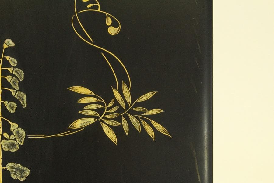 輪島塗 硯箱 藤沈金 共箱(ZE708)