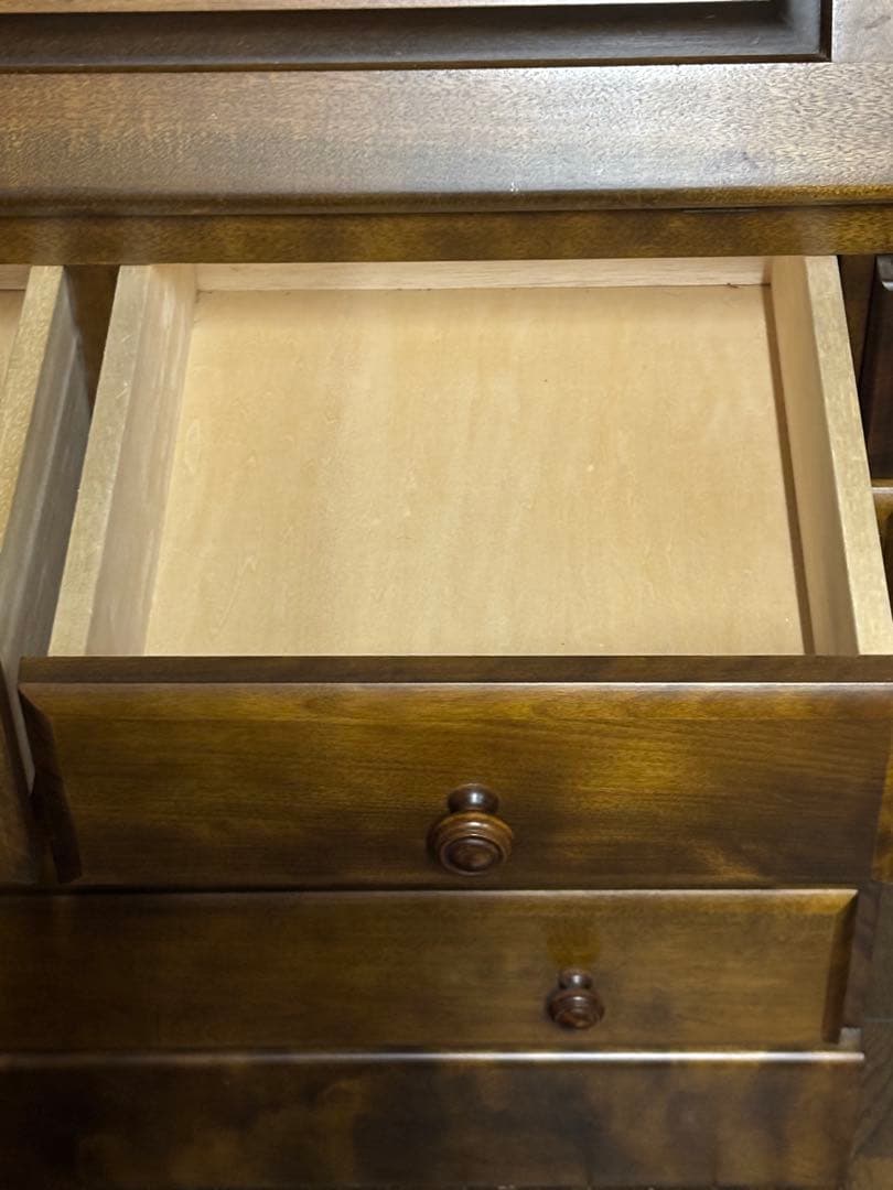 えぞ民芸家具製作所　ライティングビューロー　木製デスク（机） 引き出し5つ