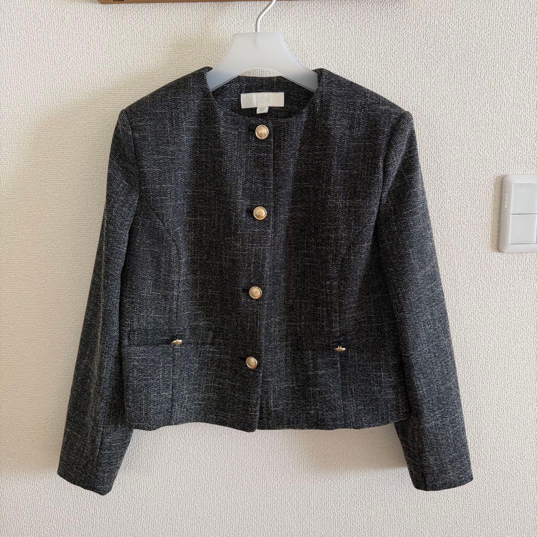 美品　ZARA メランジショートブレザー