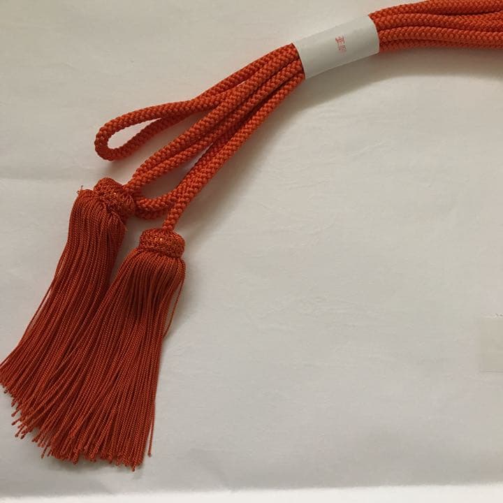 正絹の房紐　渋い抹茶色とオレンジの2点　よりふさ