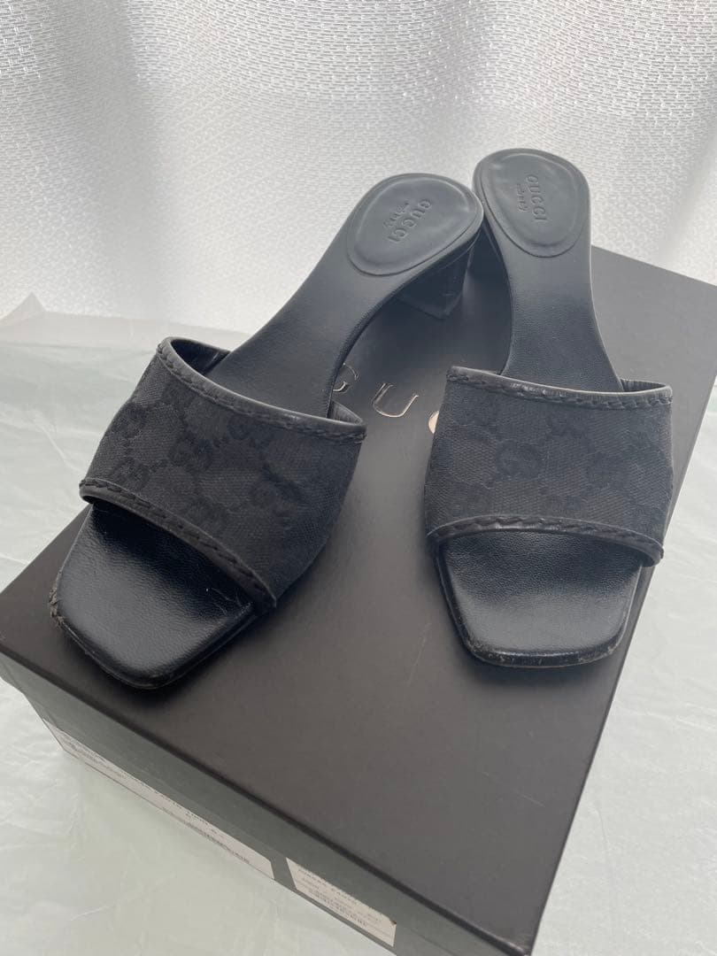 GUCCI グッチ　ミュール　GG柄　ブラック　サンダル　箱袋付き