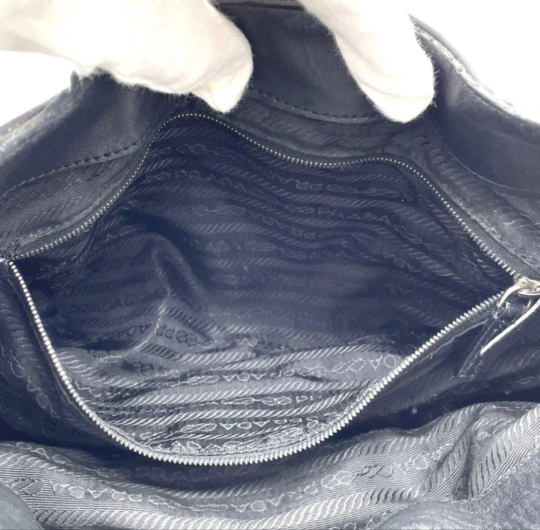 美品 PRADA プラダ レザー ベルトバッグ ハンドバッグ ブラック