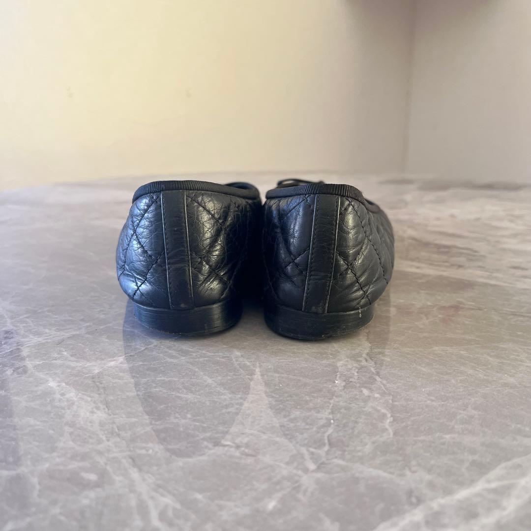 CHANEL シャネル ココマーク マトラッセ レザー フラットパンプス