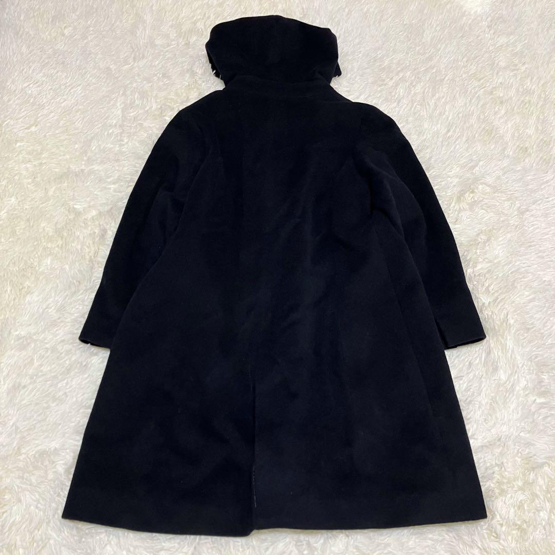 美品 23区 大きいサイズ 44 フーデットコート ウール アンゴラ ネイビー