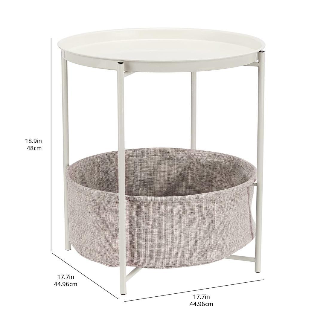 サイドテーブル 収納付き ラウンド収納付き ファブリック