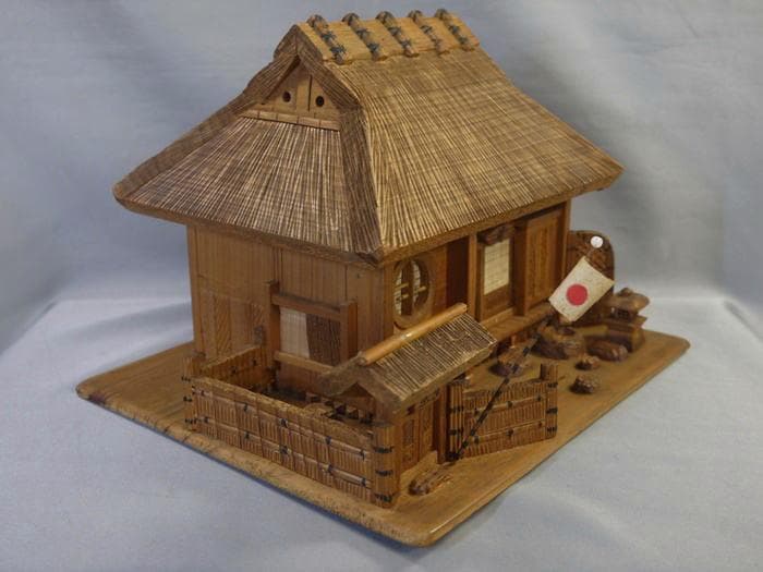 木彫細工　茅葺古民家　東雲斎松田光甫作　兵庫県歴史研究家　S15年　住吉神社残木