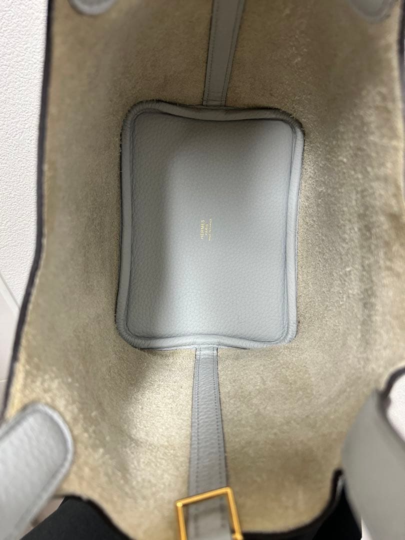 エルメス　ピコタン　pm ゴールド金具　美品　ブルーパール×ゴールド