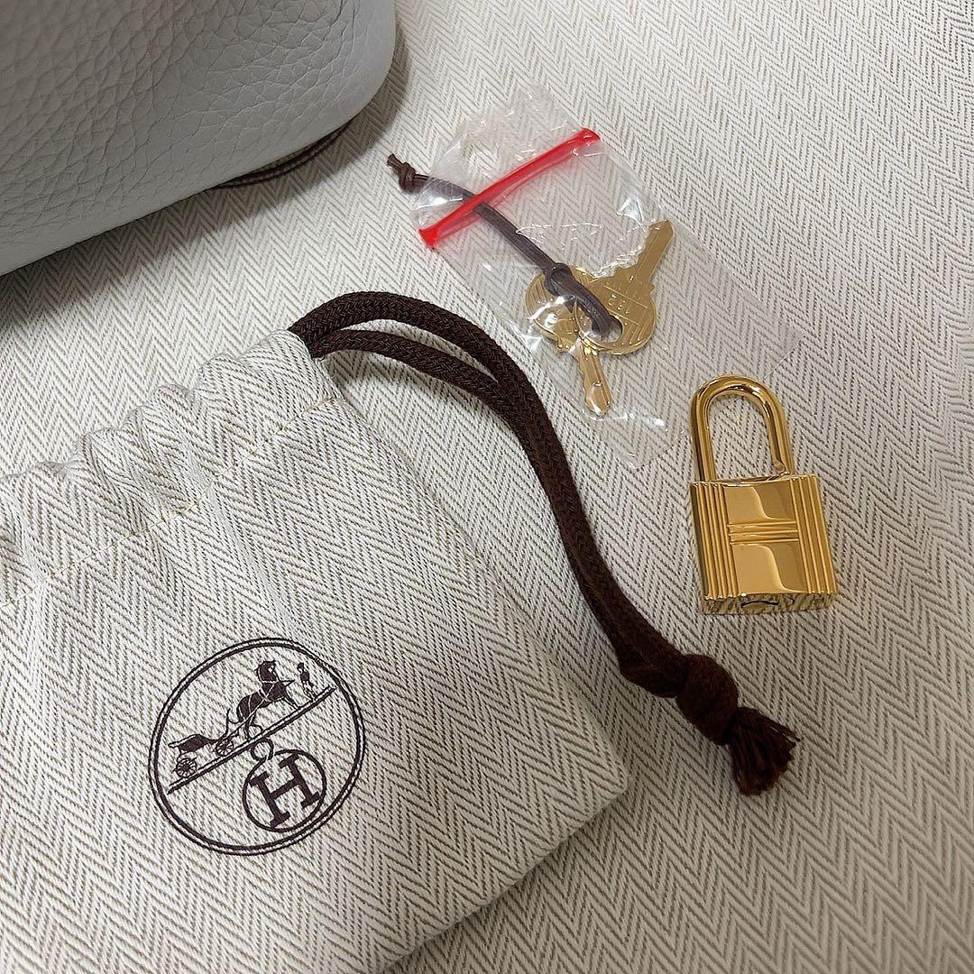 エルメス　ピコタン　pm ゴールド金具　美品　ブルーパール×ゴールド