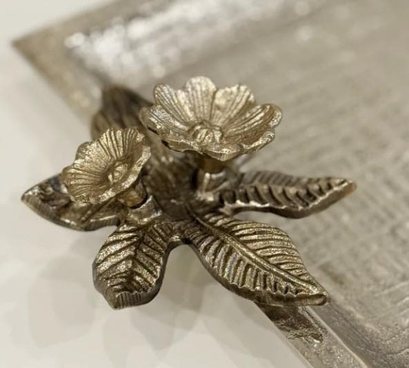 トレー お盆 シルバー 小花 トレイ クラシック モダン AN-5573