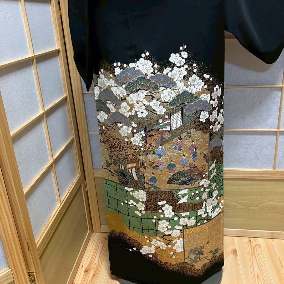 はんな様［6089］黒留袖 美品 作家物 比翼付 五つ紋 五三桐 正絹 着物 袷