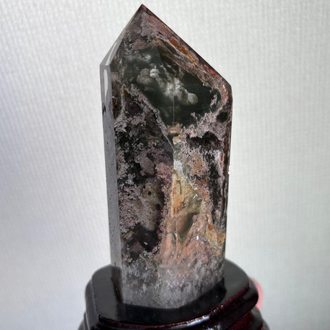 天然石 四季ガーデンクォーツ ポイント置物247g