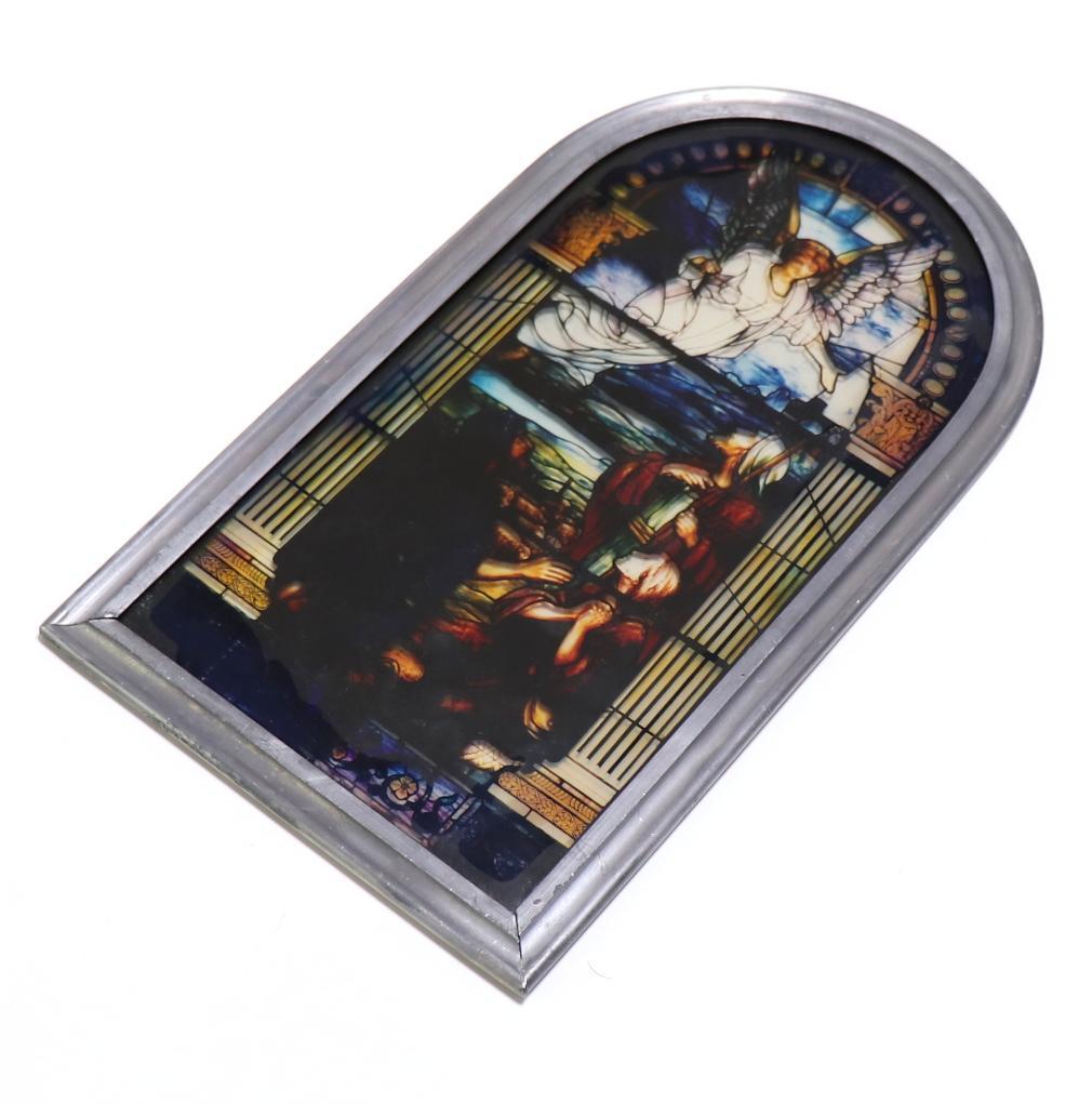 守護天使と宣教師 ヴィンテージ・ステンドグラス アメリカ製 教会 マリア
