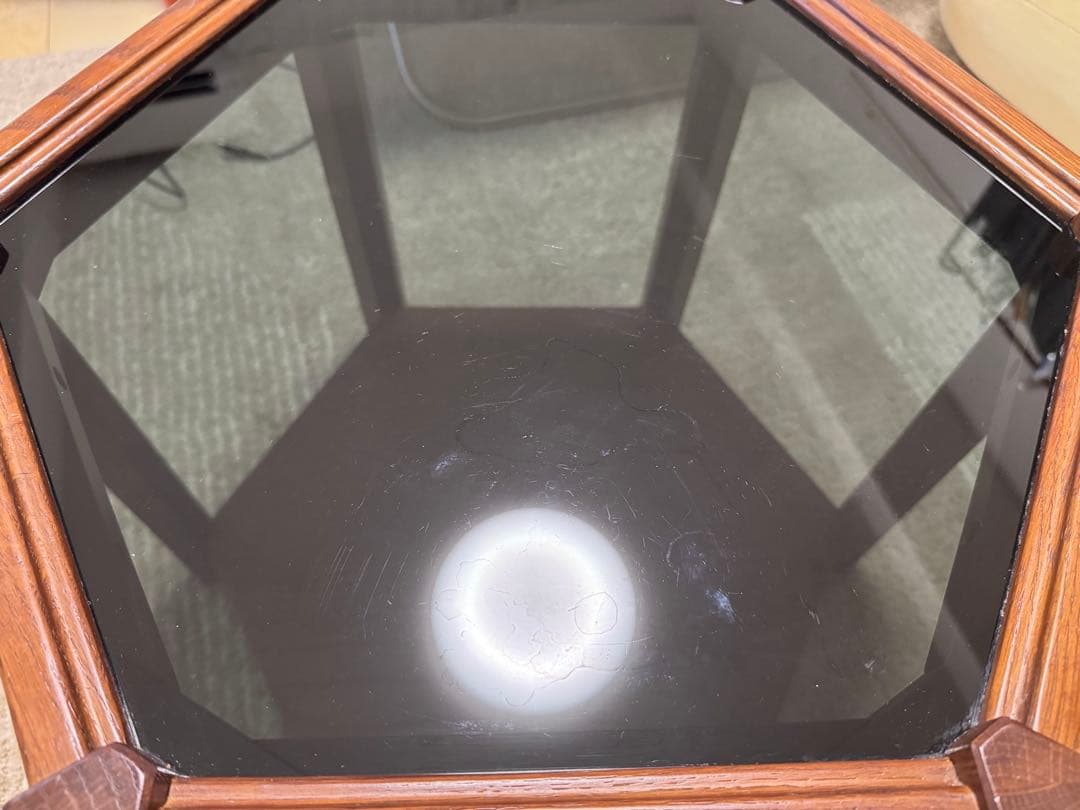 サイドテーブル・ナイトテーブル・ローテーブル BROOKS HEXAGON TABLE BLACK GLASS