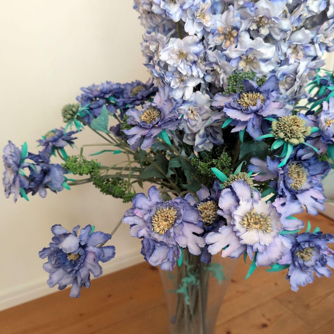 【エミリオ・ロバ】 特大 アーティフィシャルフラワー 花器付き【デルフィニウム】