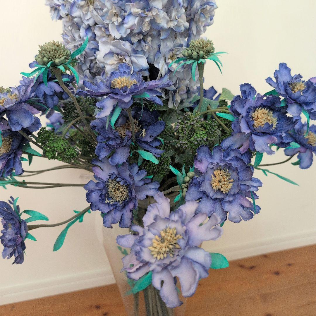 【エミリオ・ロバ】 特大 アーティフィシャルフラワー 花器付き【デルフィニウム】