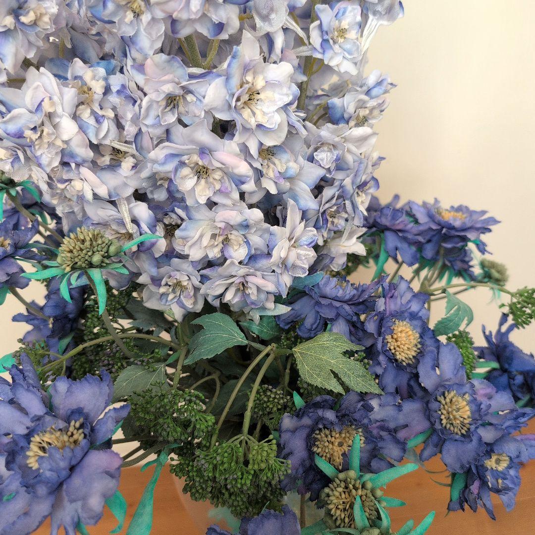 【エミリオ・ロバ】 特大 アーティフィシャルフラワー 花器付き【デルフィニウム】