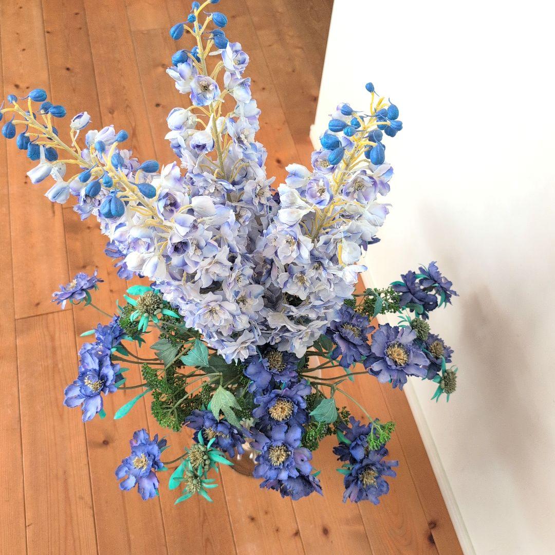 【エミリオ・ロバ】 特大 アーティフィシャルフラワー 花器付き【デルフィニウム】