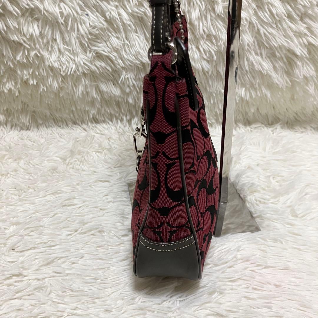 COACH 6091 シグネチャー ワンショルダーバッグ 赤 キャンバス レザー