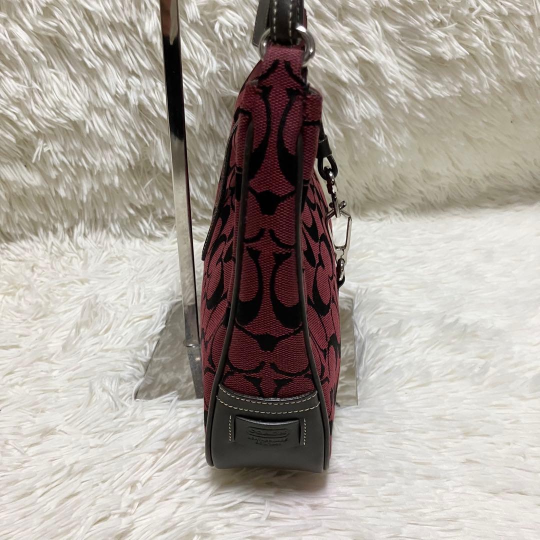 COACH 6091 シグネチャー ワンショルダーバッグ 赤 キャンバス レザー