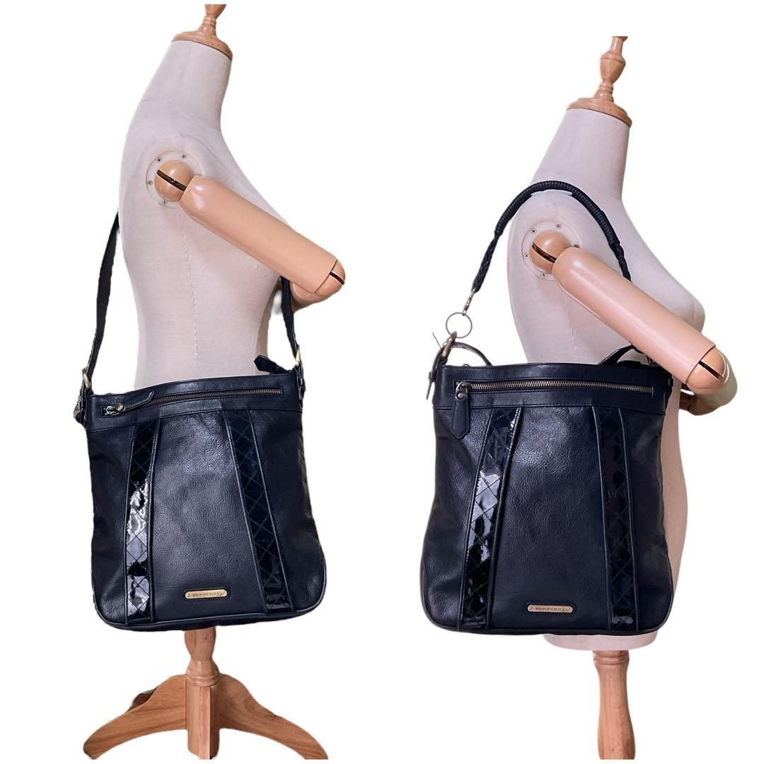 美品 バーバリー ワンショルダーバッグ ベルト ノバチェック レザー ブラック