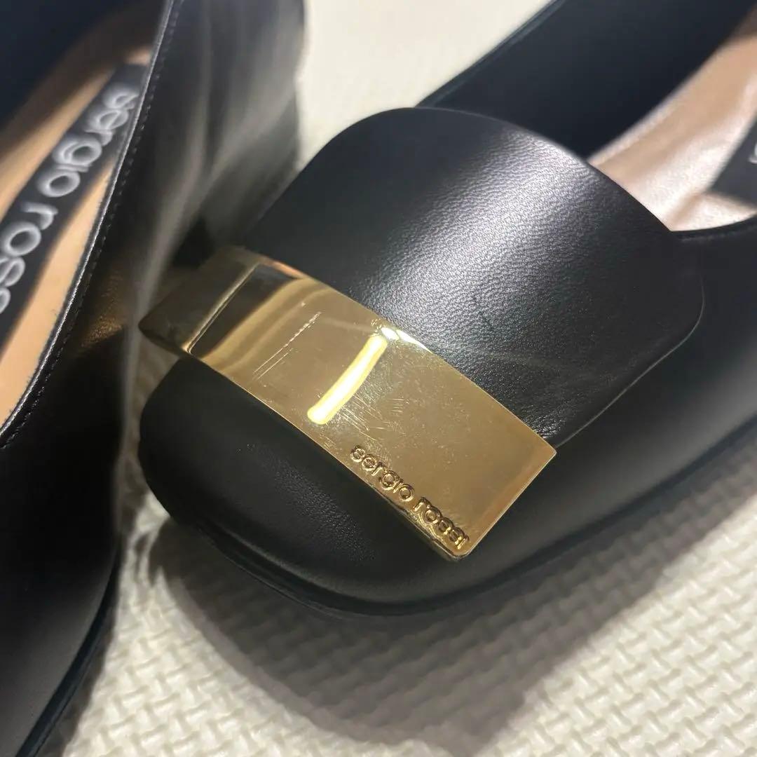 ◎美品 セルジオロッシ SR1 BALLERINA フラットパンプス 黒35