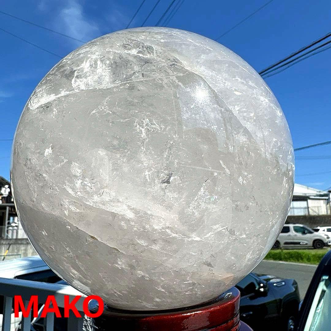 M1800☆水晶丸玉220mm 14.2Kg☆ブラジル・コリント産☆天然石　原石