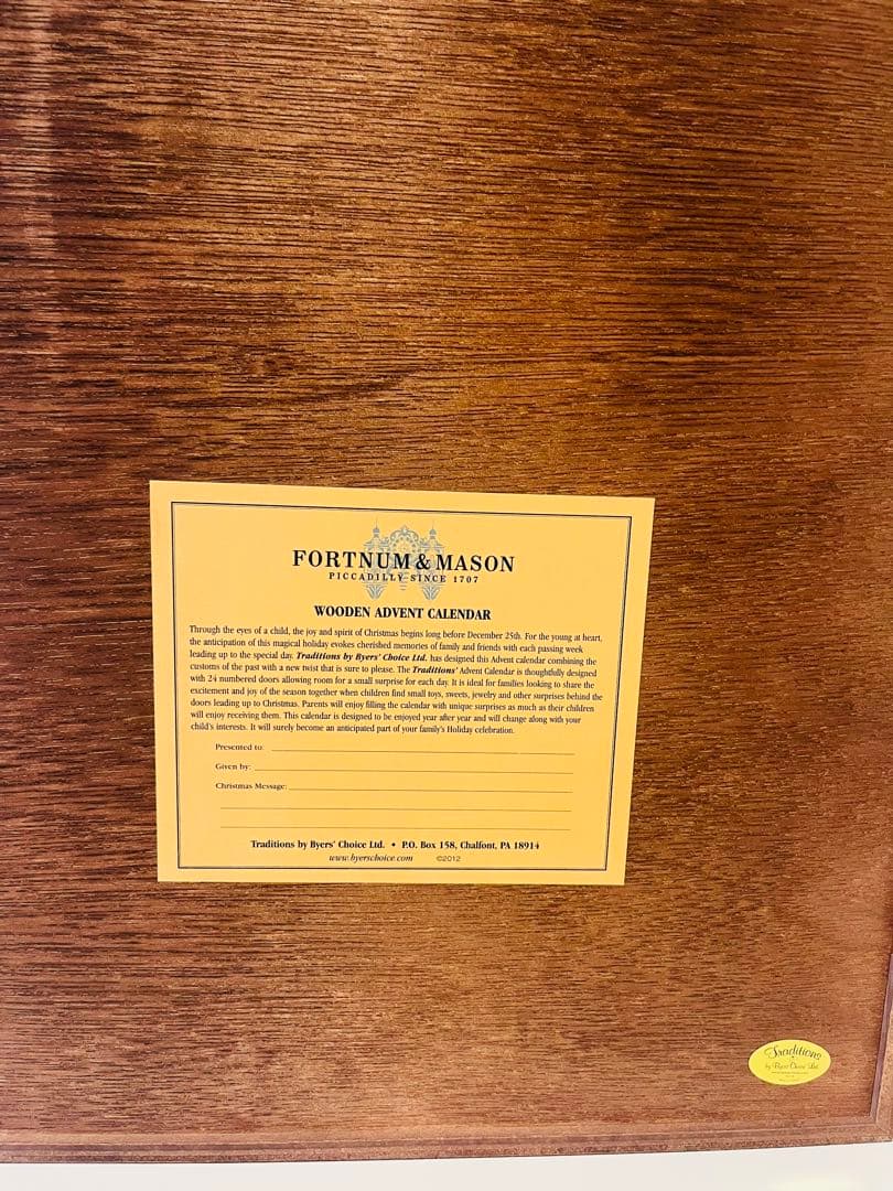 フォートナム&メイソン　アドベントカレンダー　Fortnum&Mason