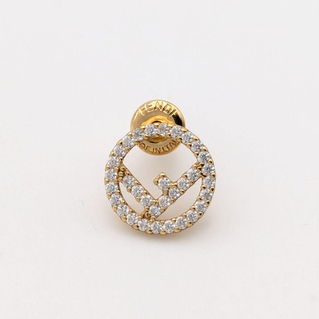 極美品 フェンディ FENDI エフイズ ラインストーン ゴールド ピアス 片方