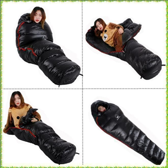 ✨後悔しない寝袋選び✨アウトドア　マミー型寝袋　ダウンシュラフ　ブルー　400g