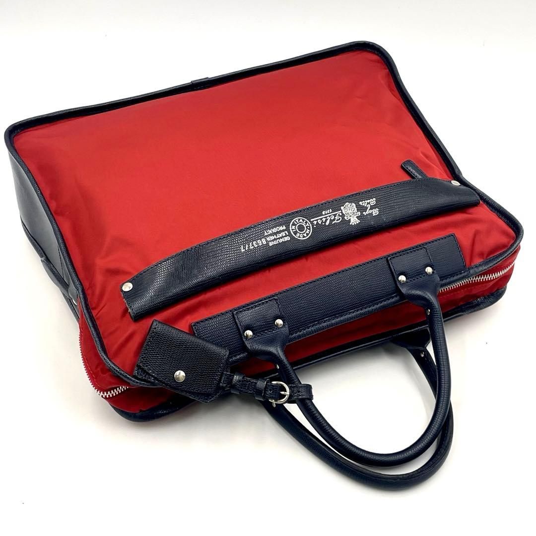 【極美品】フェリージ felisi ブリーフケース ビジネス ナイロン×レザー