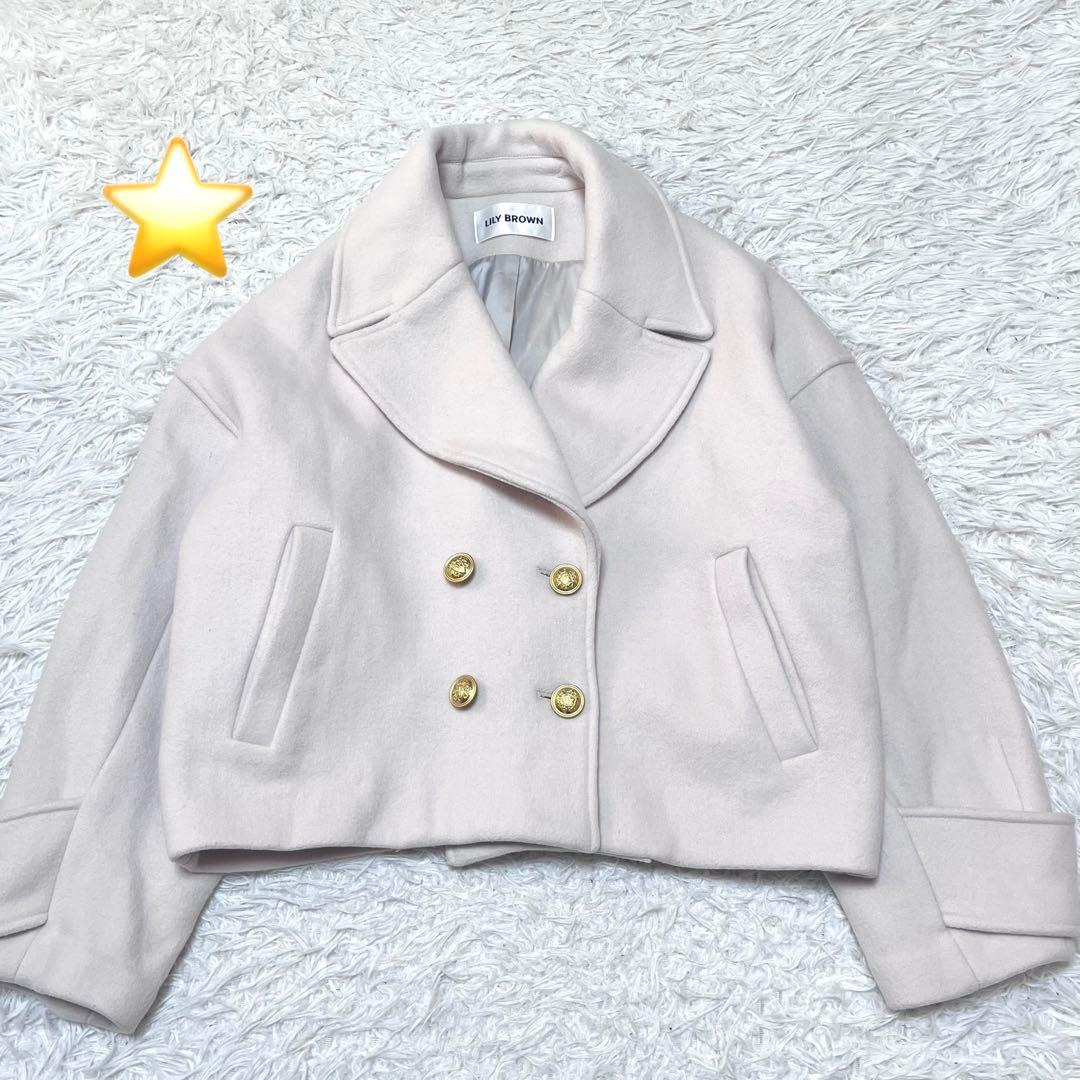 Lily Brown ダブルボタンショートコート 23AW アイボリー