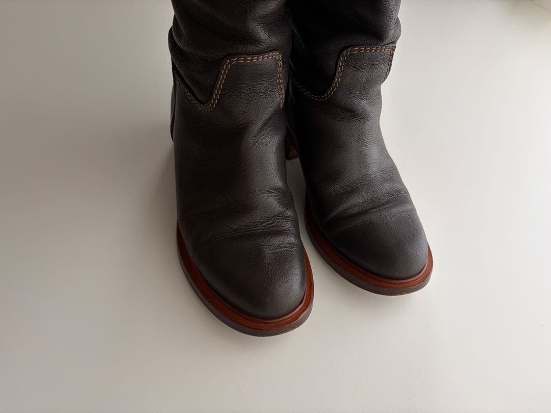 専用 CHANEL Leather CC Logo Boots 37