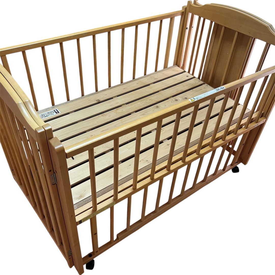 SAWABABY 木製ベビーベッド キャスター付き