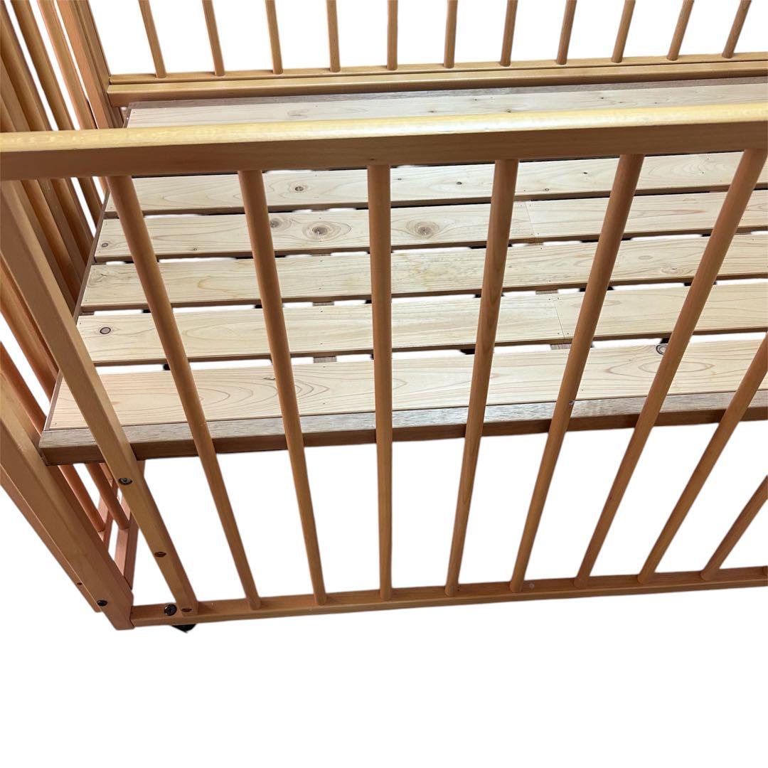 SAWABABY 木製ベビーベッド キャスター付き