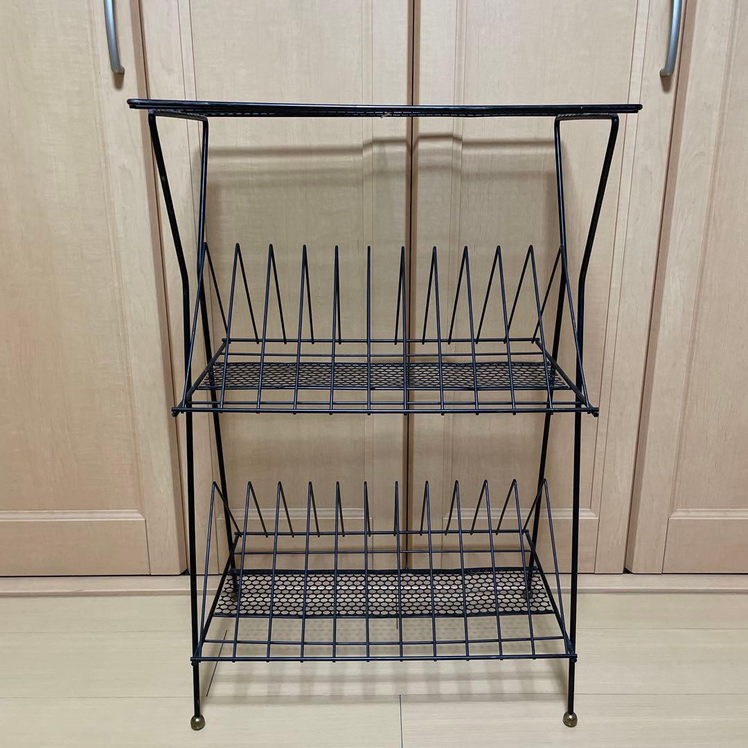 1960s ヴィンテージ　レコードラック　スチールメッシュラック ブックスタンド