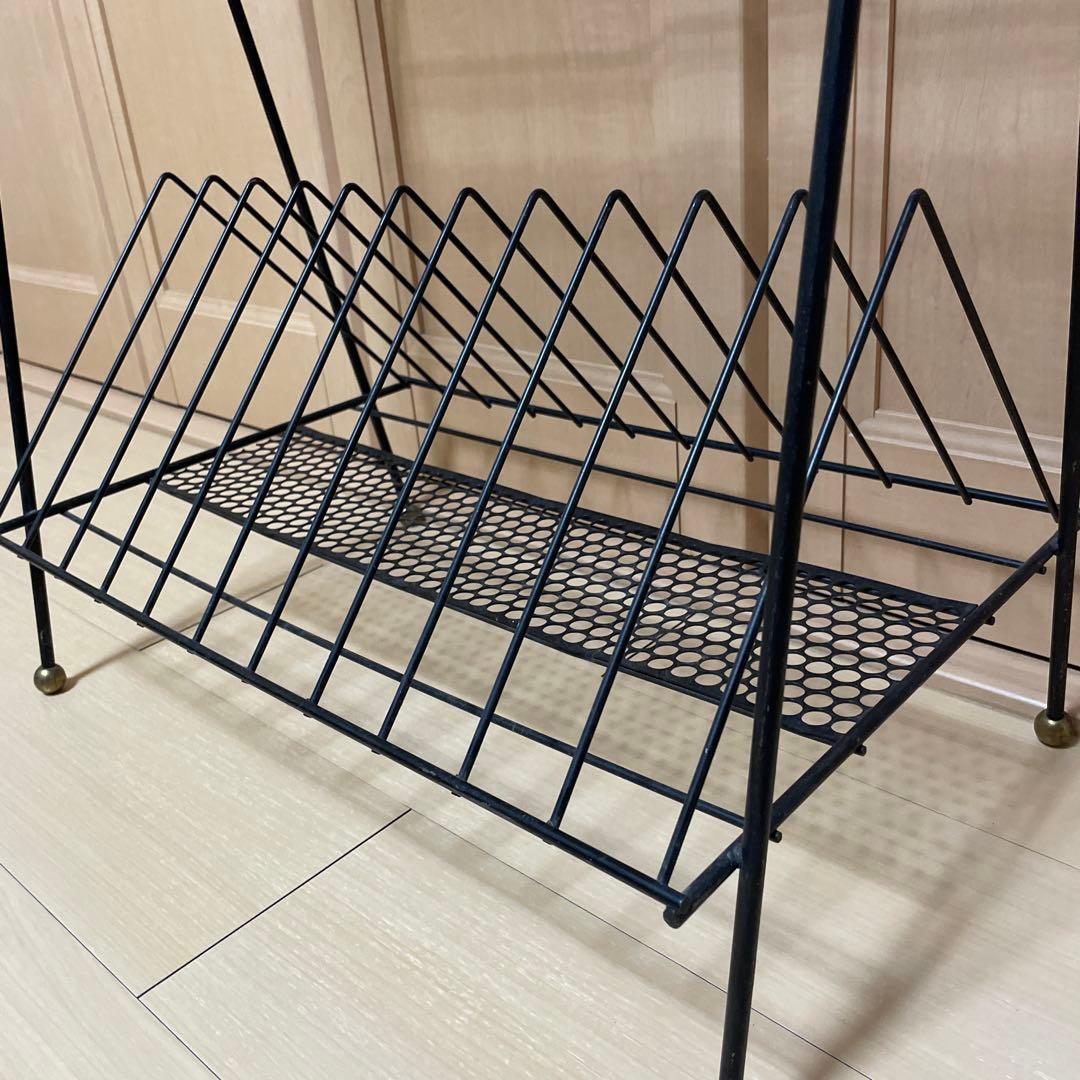 1960s ヴィンテージ　レコードラック　スチールメッシュラック ブックスタンド