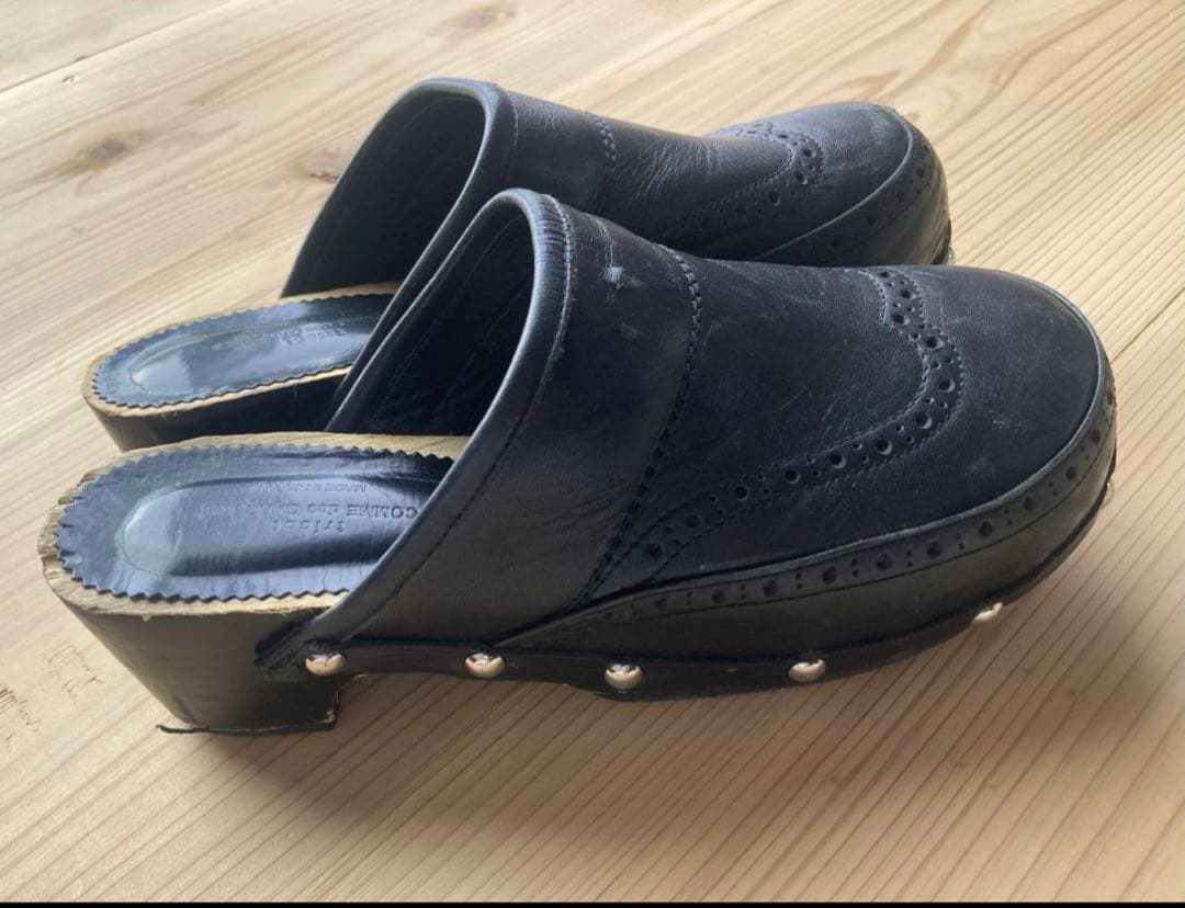 JUNYA WATANABE 黒 レザー サボ・クロッグサンダル