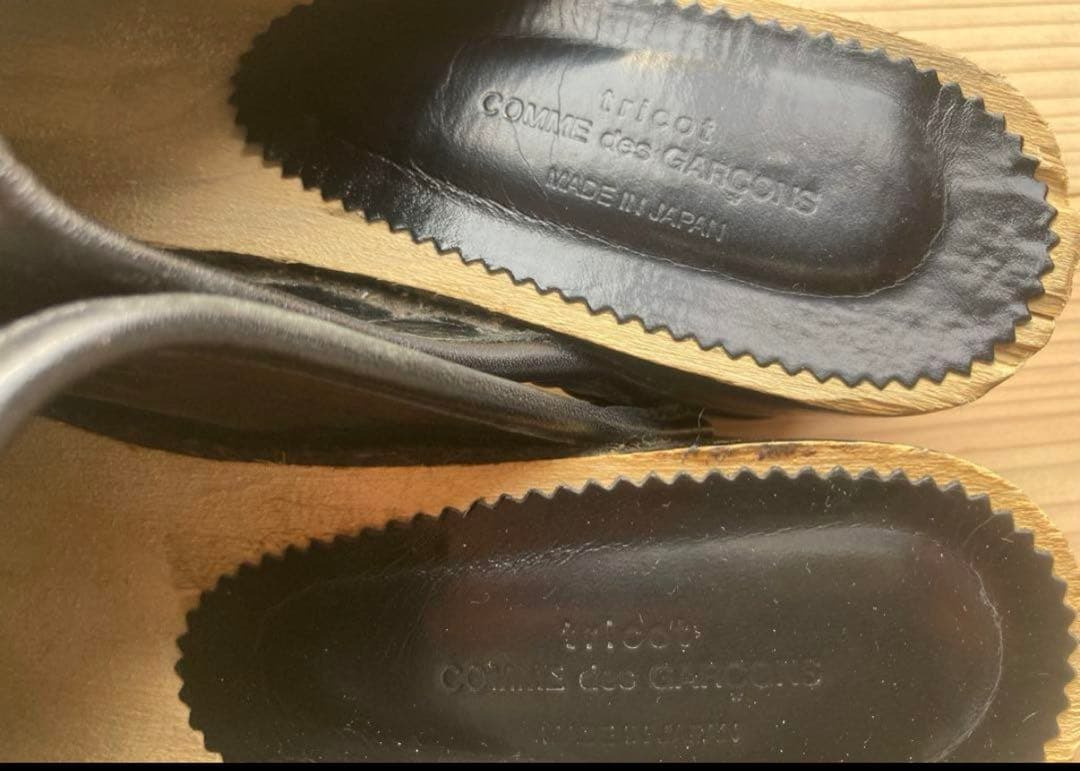 JUNYA WATANABE 黒 レザー サボ・クロッグサンダル