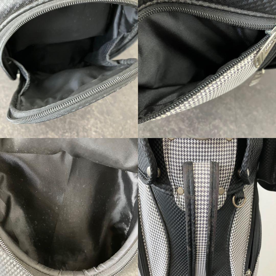 値下！XXIO ダンロップ　キャディバッグ スタンド型　千鳥柄　モノトーン　白黒