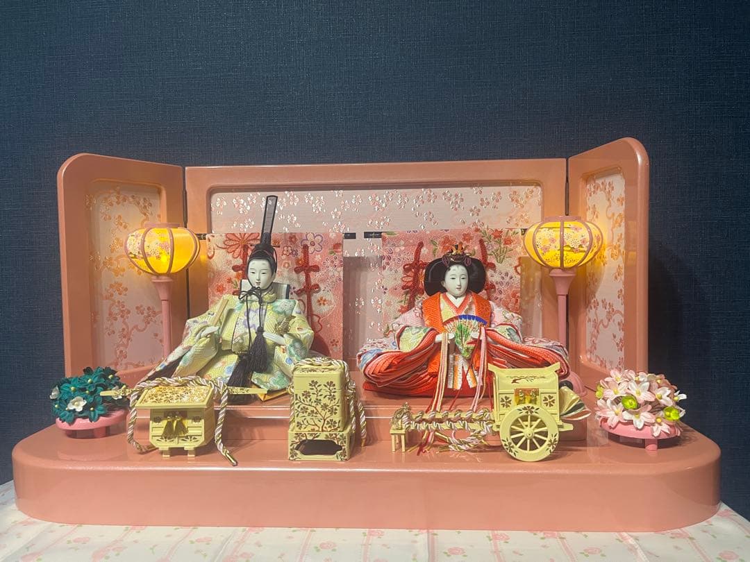 パールピンク 雛人形セット あいり雛　親王飾り