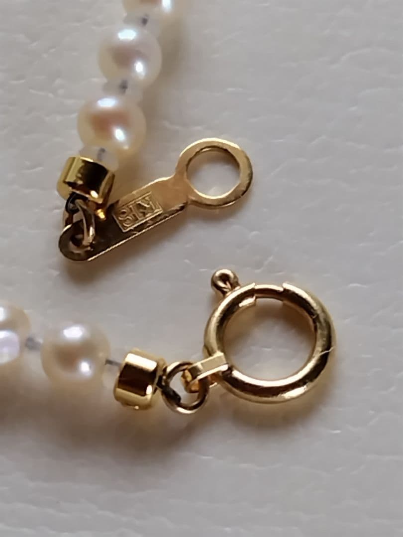 K18 アコヤ真珠ケシパール、あこや砂芥子パールの、オメガ風ネックレス