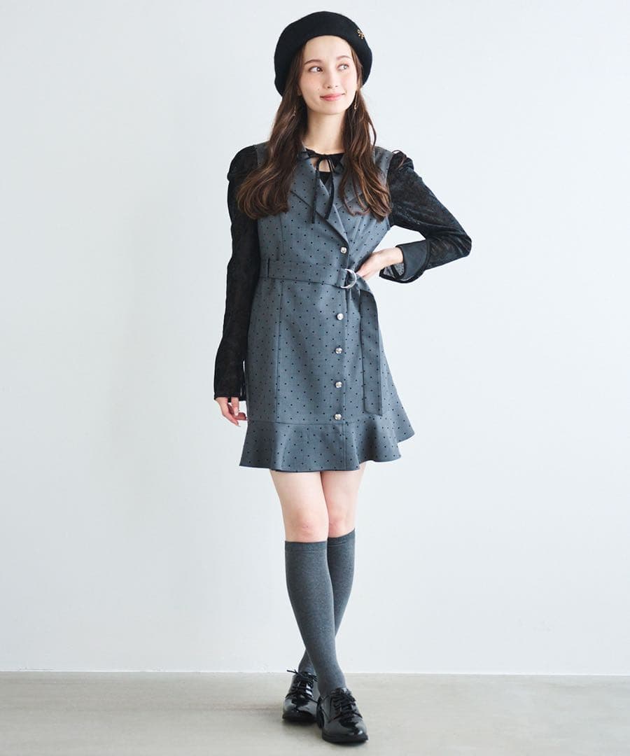 リリアンカラットヘムフレアジャケットミニワンピース