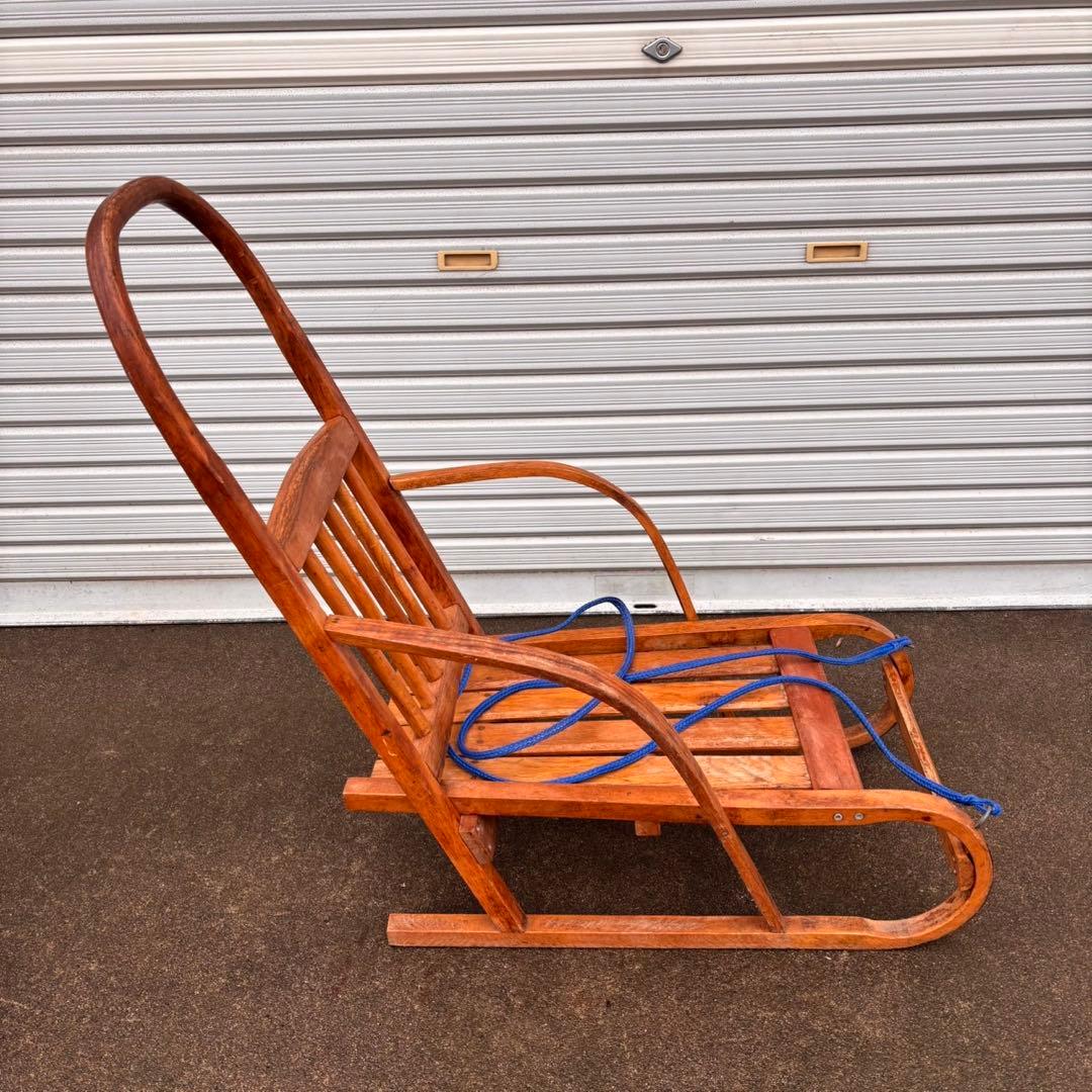 【送料込】昭和レトロ　手押しソリ　木製　そり　アンティーク　インテリア