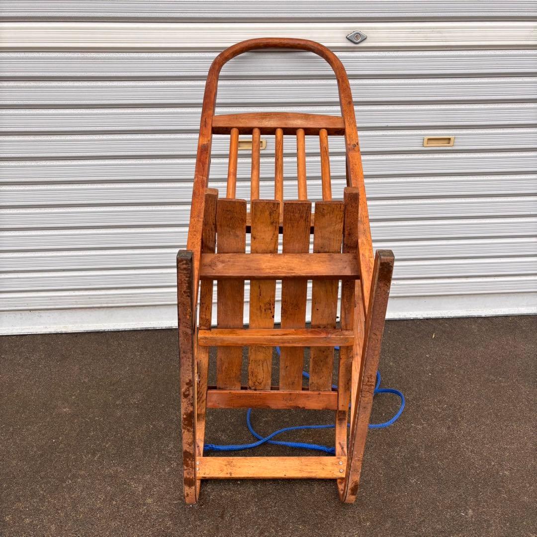 【送料込】昭和レトロ　手押しソリ　木製　そり　アンティーク　インテリア