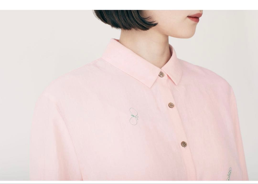 ミナペルホネン　choucho リネンブラウス　38 ピンク　2025SS