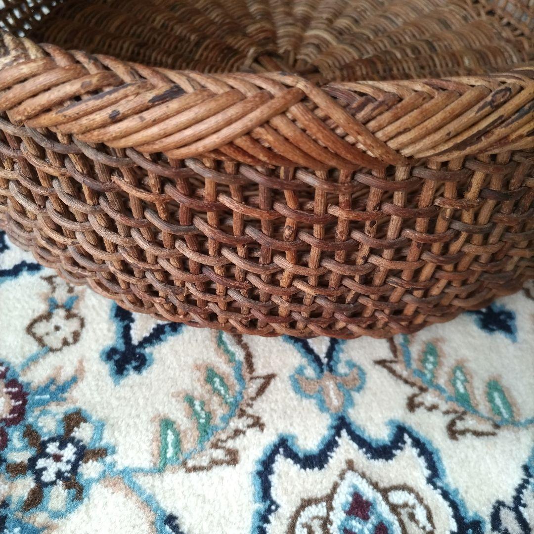 あけび こだし編み 丸型 籠 ランドリーバスケット 大型