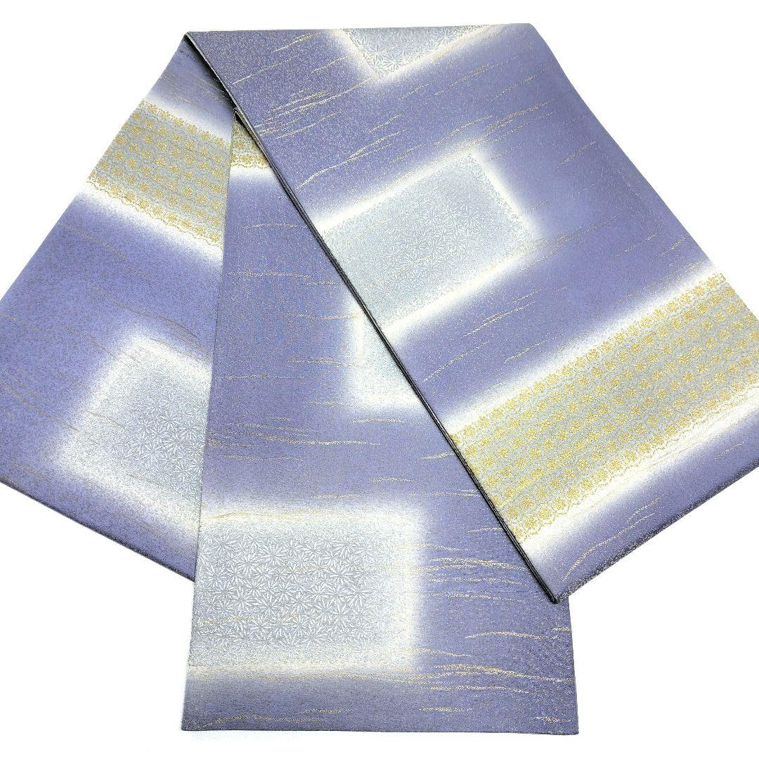 帯5737 ●高級 正絹 京都・宇治 緑茶染 落款 作家物 全通 袋帯