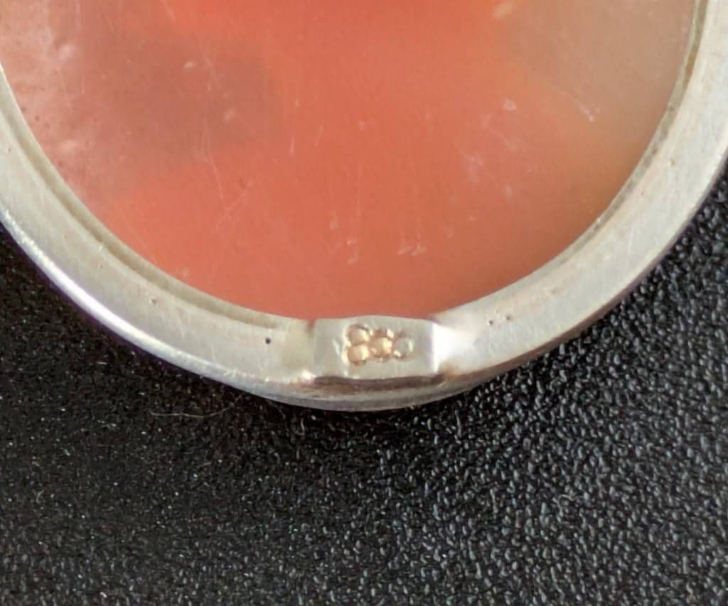 800刻印 カメオブローチ SILVER/PAT.P K18 カメオイヤリング